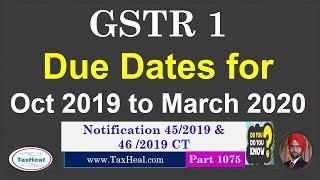 GSTR 1 Dates Notified for Oct 2019 to March 2020