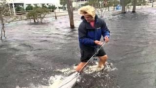 Man Fishing in Carolina Beach Parking Lot