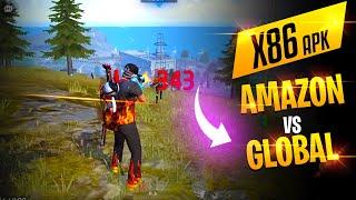 Global x86 free fire apk vs Amazon x86 free fire apk testing ! best ob41 x86 apk