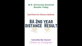 MDU DDE BA 2nd year Result 2021