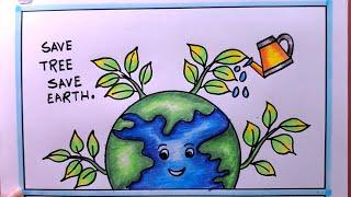 How To Draw Save Tree Save earth/Save Earth Save Environment Drawing