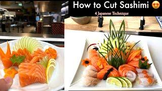 4 Japanese Sashimi Cutting Technique II Step by Step How to Cut Sashimi with Sushi Man Santosh