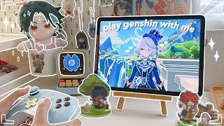 🫧 playing genshin impact on a chill summer day, ipad setup | 4.8 events, imaginarium theater (asmr)