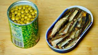 I take a JAR of PEAS and sprats and prepare a Brilliant salad for the New Year.