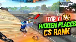 TOP 7 CS RANK HIDDEN PLACES IN SOLO || BERMUDA CS RANK HIDDEN PLACES || CS RANK PUSH TIPS AND TRICKS