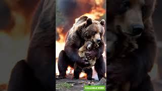 Brave Rescue!Volunteers rescue trapped brown bear and baby from fire | Caring for Wildlife, Join Us!