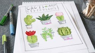 Let's Draw! Cacti + Succulents