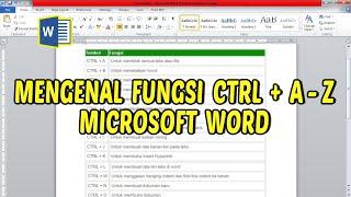 Fungsi Ctrl A sampai Z pada Microsoft Word | Mas Amin