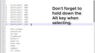 Notepad++ Column Select