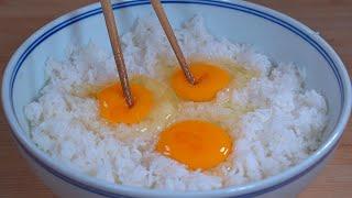 家里大米饭加鸡蛋这样做太香了，不用炒，不油炸，早餐老人孩子吃上瘾，特解馋！#like #美食 #美食教程 #美食分享 #food #cooking