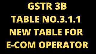 How to File New Table 3.1.1 in GSTR 3B | GST New Update | New Table for E-Commerce Operator