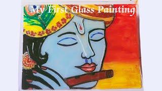 Krishna ji glass painting ️ | My first Glass Painting | DIY Vanya