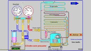 Carga de refrigerante na fase líquida Baixe a animação em flash