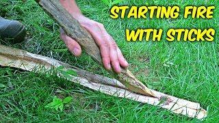 Starting Fire with Sticks - "Fire Plow"