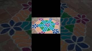 easy flower rangoli designs kolam with 15-8 middle dots #easyflowerkolam #rangolidesigns #short