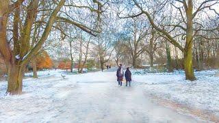 Snowy London Hampstead Heath at Christmas ️ London Winter Snow Walk incl. Frozen Lakes ️ 4K 60FPS