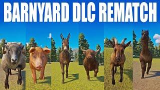Barnyard DLC Animals Rematch Speed Races in Planet Zoo included Alpaca, Cattle, Chicken goat, pig