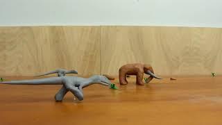 Wooly mammoth vs 2 Allosaurus | clay dinosaur fights