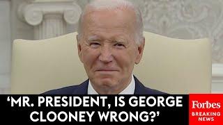 BREAKING NEWS: Biden Ignores Reporters Asking About George Clooney In Oval Office