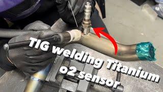 Installing O2 sensor bung on Honda grom exhaust - TIG welding Titanium