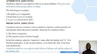 Attributive and Predicative Adjectives   -  (Lesson 11 of 22 English Form 3 - Grammar)