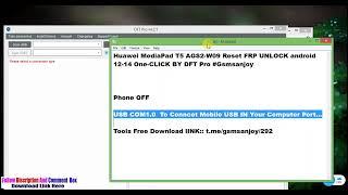 Huawei MediaPad T5 AGS2-W09 FRP Reset & Unlock (Android 12-14) One-Click by DFT Pro #gsmsanjoy