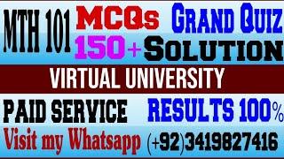 MTH101 Previous Grand Quiz 150 MCQs|MTH 101|Grand Quiz|Preparation|Get 100% Marks|Mid term|VU.