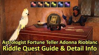 Astrologist Fortune Teller Adonna Rioblanc, Riddle Quest Guide & Detail Info (Timestamp & Subtitle)