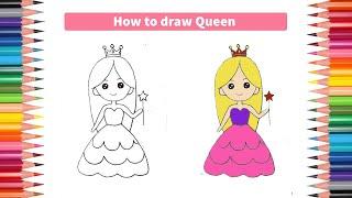 How to draw queen drawing | Easy Drawing | Draw queen step by step | Cute Drawing