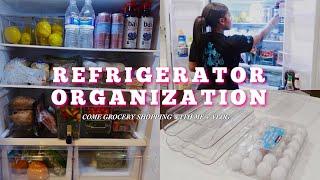 REFRIGERATOR ORGANIZATION VLOG + GROCERY SHOPPING WITH ME | CLEAN & RESTOCK | FRIDGE ORGANIZING TIPS