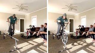 BMX Rider Shows Off Tricks Inside House