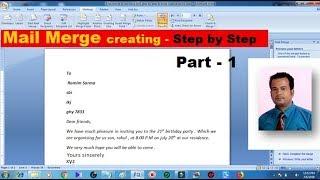 Mail merge in ms word 2007 step by step  Part - 1| creating Mail Merge