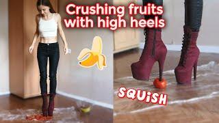 Crushing banana with High Heels | NO MUSIC