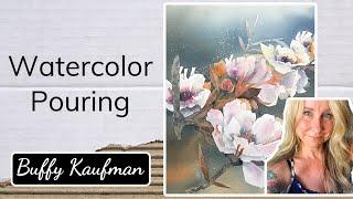 Watercolor Pouring Cherry Blossoms with hand painted finishes