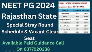 NEET PG 2024 Rajasthan State Special Stray Round Schedule & Vacant Seat Update Last Hope To Get Seat