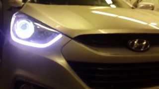 Led tuning фар Хендай IX 35. Orioncars.ru