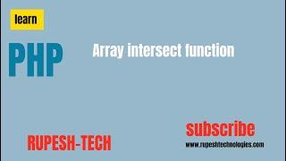 PHP  Array Intersect function Tutorial In Hindi