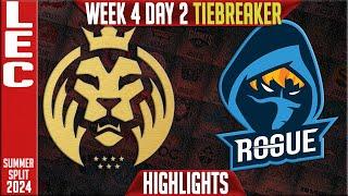 MDK vs RGE Tie Breaker Highlights | LEC W4D2 Summer 2024 | MAD Lions KOI vs Rogue Week 4 Day 2