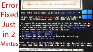 Error Fixed: Bios Legacy boot of UEFI Only Media