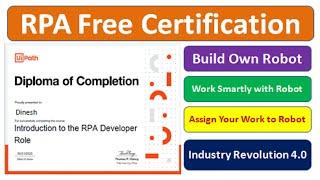 Uipath RPA Free Certificate |Robotic Process Automation Course with Certificate| #freerpacertificate