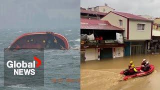 Typhoon Gaemi: Oil tanker sinks off coast of Manila, cargo ships stranded near Taiwan
