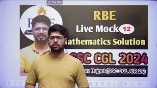 RBE All India Live Mock-12 Solution By @mathsbyabhinavrajput  | SSC CGL 2024 Mock Series