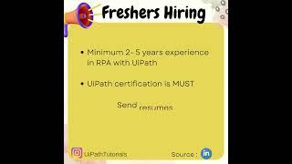 Hiring Junior RPA Consultant UiPath | Freshers Hiring