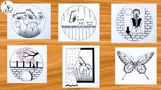 6 Easy Drawing ideas for Beginners||Simple Pencil Sketch