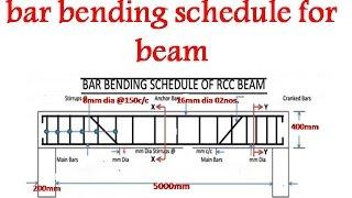 Bar bending schedule for beam