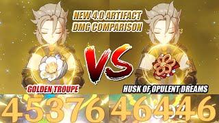 Albedo Golden Troupe vs Husk of Opulent Dreams DMG Comparison | New 4.0 Artifact is Good?