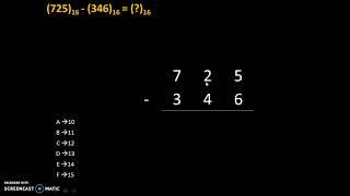 Hexadecimal subtraction