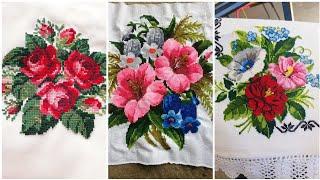 Very Attractive Flower Cross Stitch Hand Embroidery Pattern Ideas || Fareeha Creation