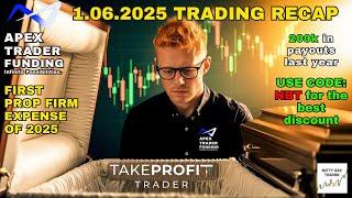 1.06.2025 TRADE SUMMARY - THE CURSE CONTINUES! - TRADING 20 FUNDED APEX ACCOUNTS - CODE NBT