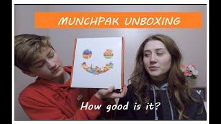 MUNCHPAK SNACK BOX UNBOXING/ SNACKS FROM AROUND THE WORLD ft. Madi Anger